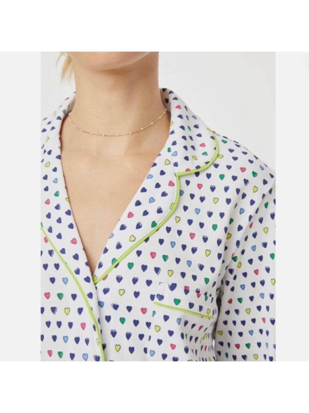Roller Rabbit Paola Heart Pajama Top XL Stretch Cozy Loungewear Preppy